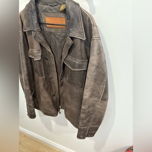 Timberland VINTAGE Dark Brown genuine Leather Weather Gear Jacket- Large - Picture 5 of 12